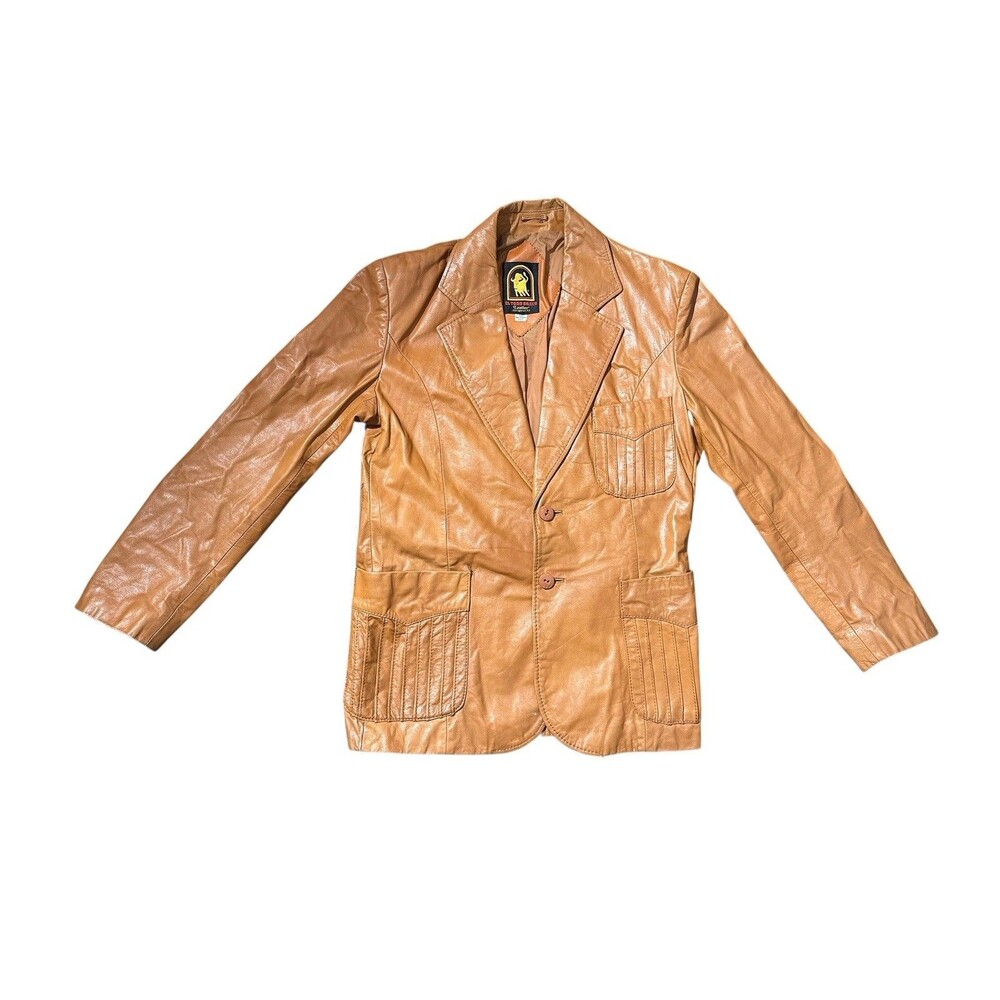 Vtg El Toro Bravo Soft Leather Jacket Trench Coat Leisure Disco Hippie Mens 42